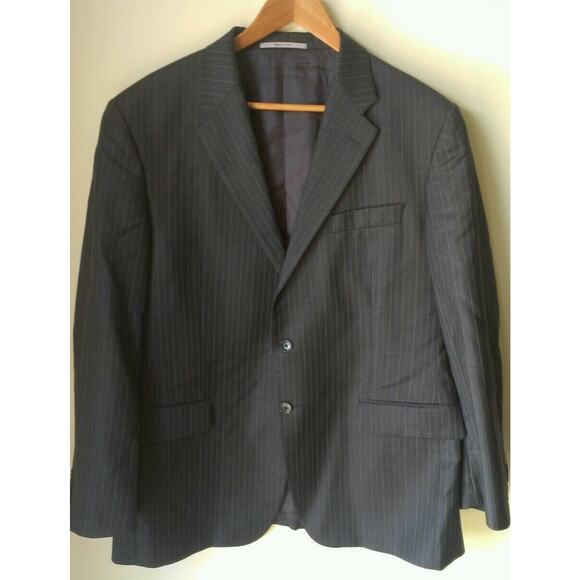 HICKEY FREEMAN "Mechanized" GRAY W BLUE & WHITE SPORTCOAT JACKET BLAZER WOOL 44R - Picture 1 of 8